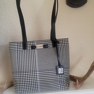 Vintage Ralph Lauren Monochrome Houndstooth Tote